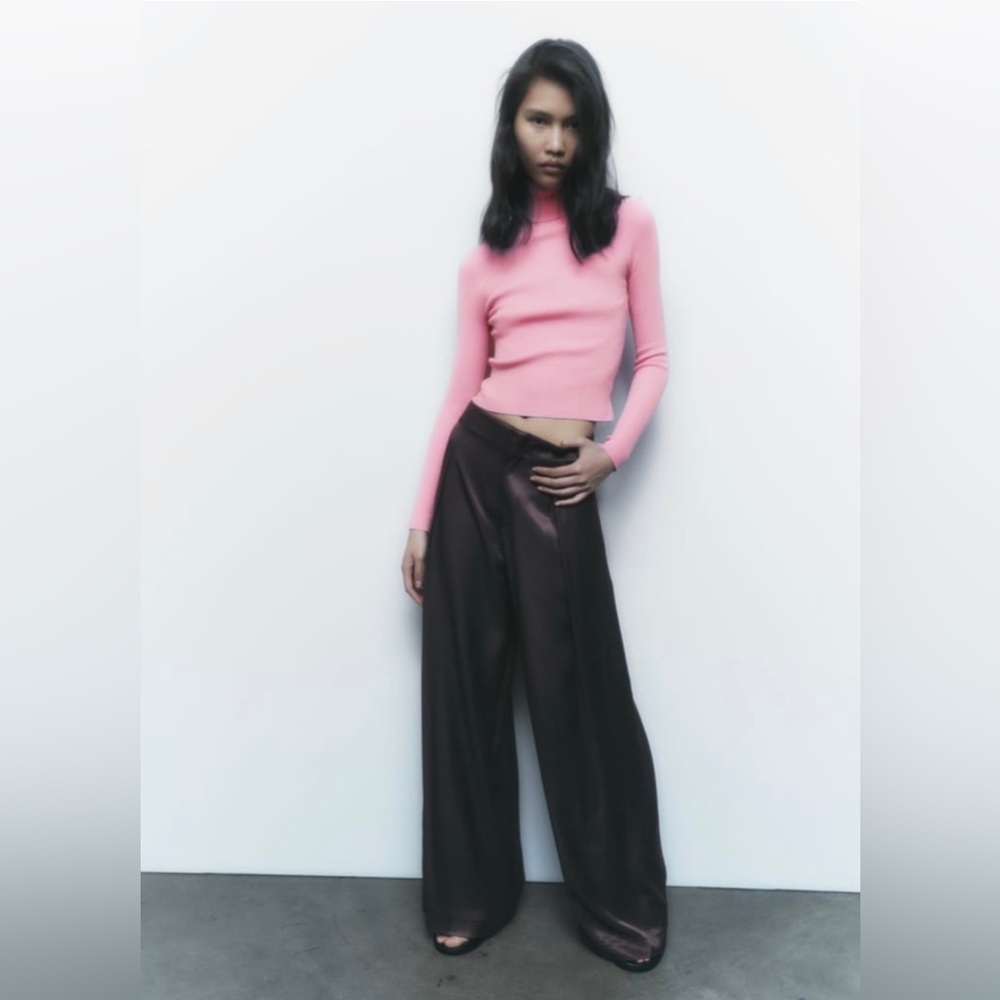 BASIC RIB KNIT SWEATER Pink